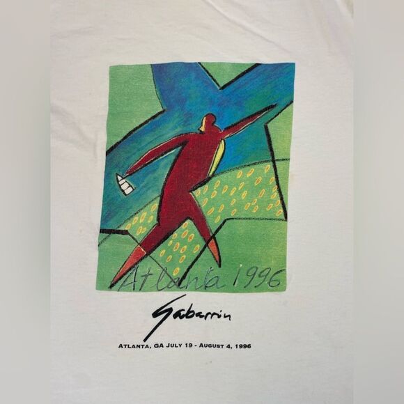 VINTAGE Cristobal Gabarron Art Atlanta 1996 T-shirt Men Large 90s Single Stitch - Picture 2 of 9